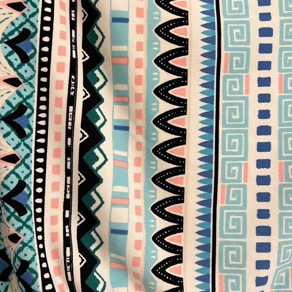 Maggie London Boat Neck Multicolored Midi   Lined 1/2 Zip Party Dress. Size 4. - Picture 3 of 7